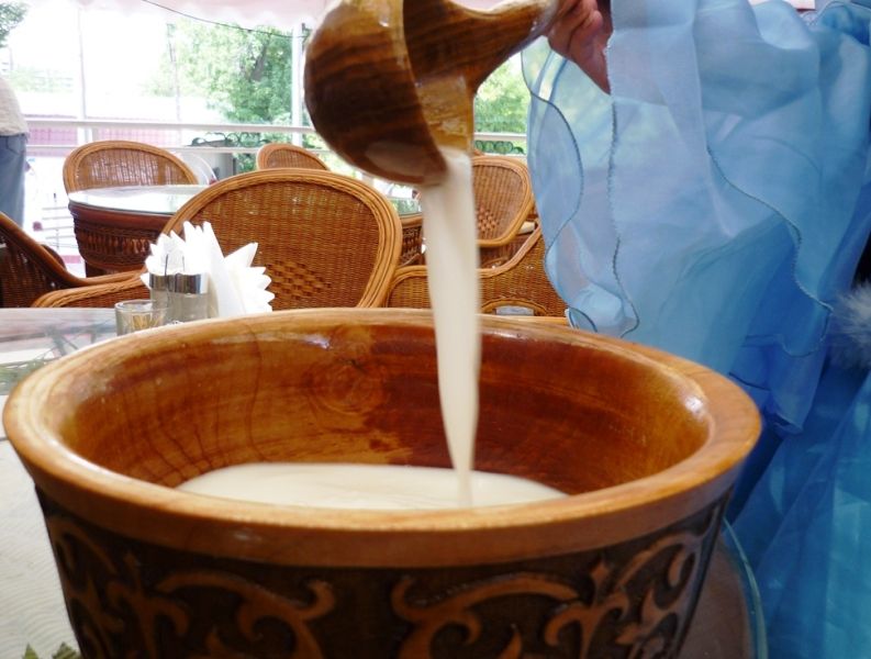 Готовый кумыс (айраг) имеет вид практически обычного коровьего молока
